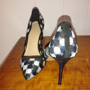 J. Crew Black and White Polka Dot Heels